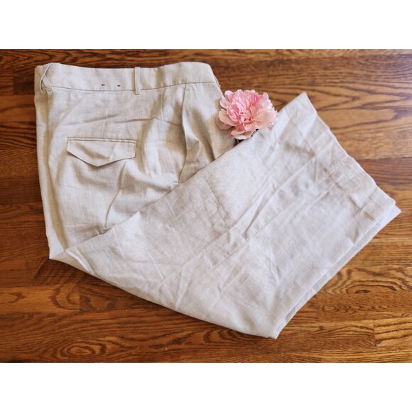 Banana Republic Factory Flax Wide Leg High-Rise Linen Blend Pant Sz 16 - Picture 3 of 9